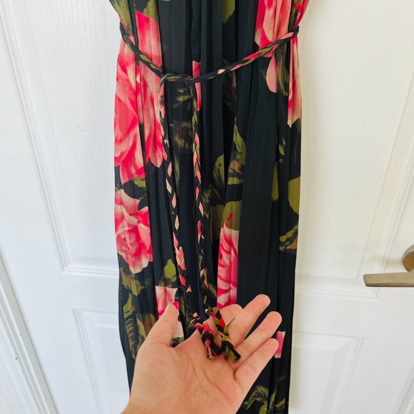 Anthropologie Emeline Pleated Midi Dress Floral Flowy Wedding Guest Dress, XL - Picture 2 of 7